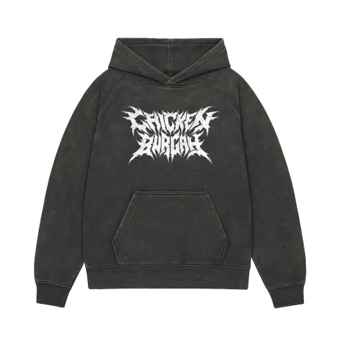 CHICKEN BURGAH VINTAGE BLACK HOODIE