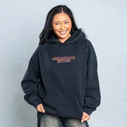 MELBOURNE BITTER SPELLOUT EMBROIDERED VINTAGE BLACK HOODIE