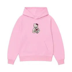 BUFF KITTY EMBROIDERED PINK HOODIE