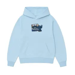 LIGHT BLUE STITCH EMBROIDERED HOODIE