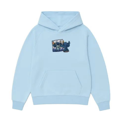LIGHT BLUE STITCH EMBROIDERED HOODIE