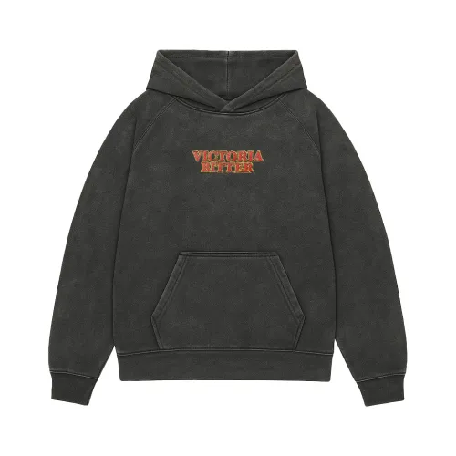 VICTORIA BITTER SPELLOUT EMBROIDERED VINTAGE BLACK HOODIE