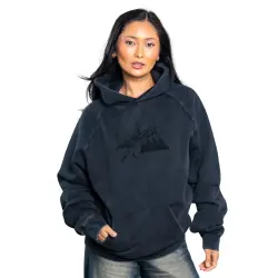 TRIPLE M BLACKOUT EDITION EMBROIDERED VINTAGE BLACK HOODIE