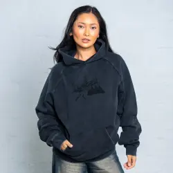 TRIPLE M BLACKOUT EDITION EMBROIDERED VINTAGE BLACK HOODIE