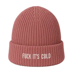 IT'S COLD PINK KNIT BEANIE