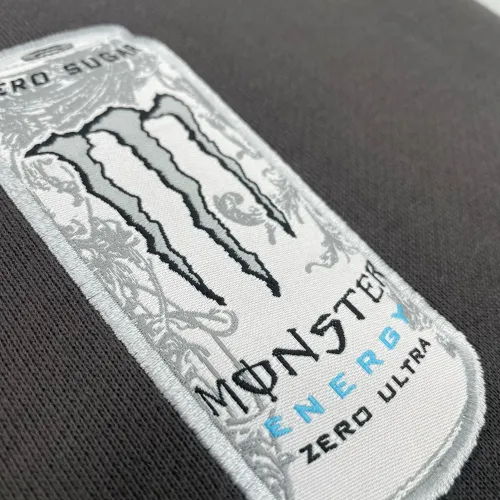 VINTAGE BLACK EMBROIDERY WHITE MONSTER PATCH HOODIE