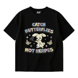 CATCH BUTTERFLIES BLACK TEE