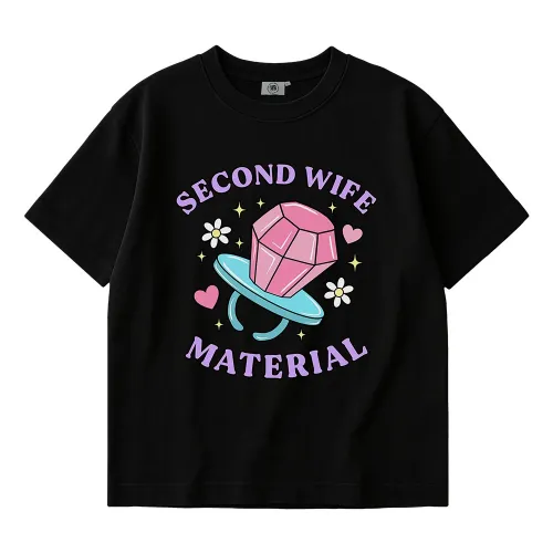 SECOND WIFE MATERIAL BLACK TEE