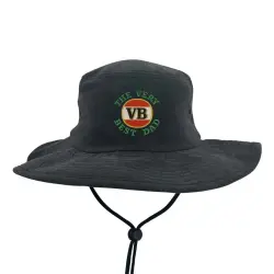 VERY BEST DAD FATHER'S DAY STONEWASHED BLACK WIDE BRIM HAT