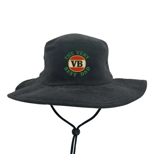 VERY BEST DAD FATHER'S DAY STONEWASHED BLACK WIDE BRIM HAT