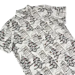 WHITE MONSTER CHRISTMAS BUTTON UP SHIRT PRE ORDER