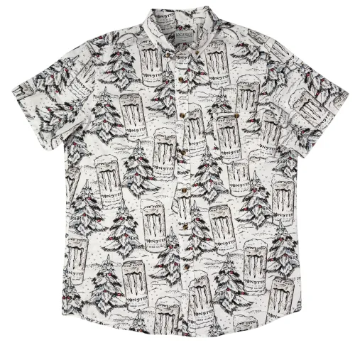 WHITE MONSTER CHRISTMAS BUTTON UP SHIRT PRE ORDER