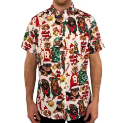 SANTA PAWS BUTTON UP SHIRT