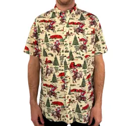 WESTERN SANTA CHRISTMAS BUTTON UP SHIRT PRE ORDER