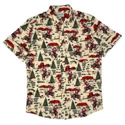 WESTERN SANTA CHRISTMAS BUTTON UP SHIRT PRE ORDER