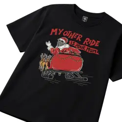 SANTA OTHER RIDE IS YOUR MUM BLACK TEE