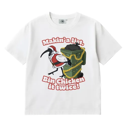 BIN CHICKEN IT TWICE WHITE TEE