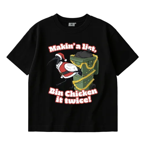 BIN CHICKEN IT TWICE BLACK TEE