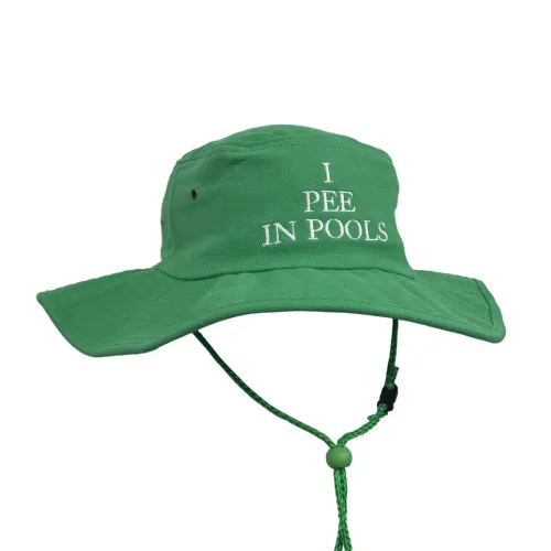 GREEN I PEE IN POOLS WIDE BRIM HAT
