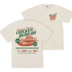 OVERSIZED CLAYTON'S BURGAH'S FRONT & BACK OFF WHITE TEE