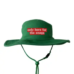 HERE FOR THE SNAGS GREEN WIDE BRIM HAT
