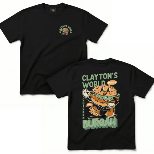 BLACK FRONT & BACK CLAYTON'S BURGAH CO T-SHIRT