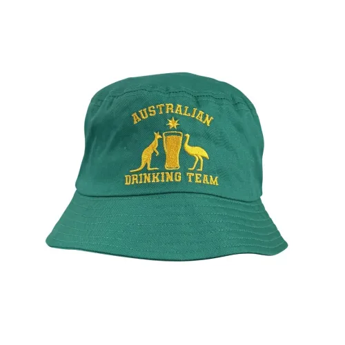 GREEN AUSTRALIAN DRINKING TEAM COTTON TWILL BUCKET HAT