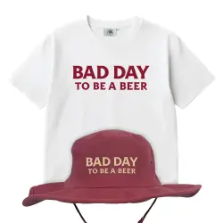BAD DAY TO BE A BEER WHITE TEE & WIDE BRIM HAT COMBO