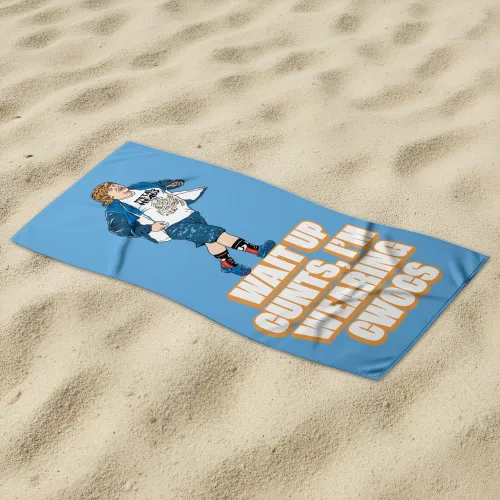 GAVIN WEARING CWOCS BEACH TOWEL