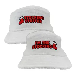 WHITE STOCKING STUFFER TERRY TOWEL BUCKET HAT COMBO