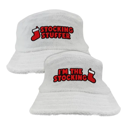 WHITE STOCKING STUFFER TERRY TOWEL BUCKET HAT COMBO