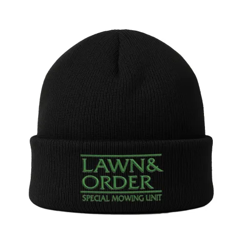 LAWN AND ORDER BLACK BEANIE