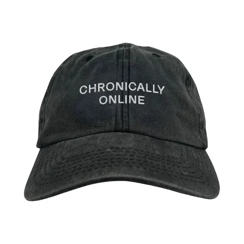 CHRONICALLY ONLINE BLACK WASHED DAD HAT