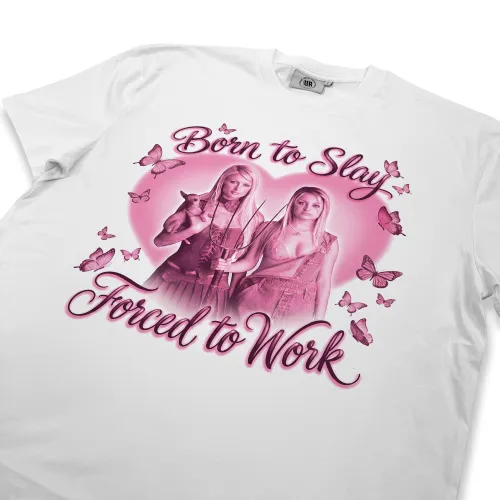 BORN TO SLAY WHITE TEE