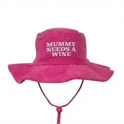 MUMMY NEEDS A WINE PINK STONEWASHED WIDE BRIM HAT