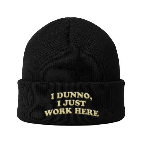 BLACK I DUNNO I JUST WORK HERE BEANIE