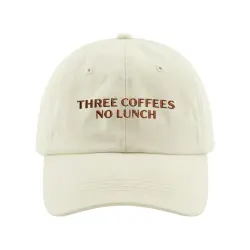 THREE COFFEES NO LUNCH BEIGE DAD HAT