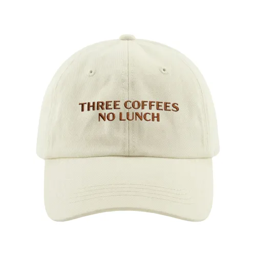 THREE COFFEES NO LUNCH BEIGE DAD HAT