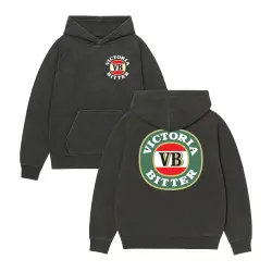 HERITAGE VB LOGO FRONT & BACK VINTAGE BLACK HOODIE